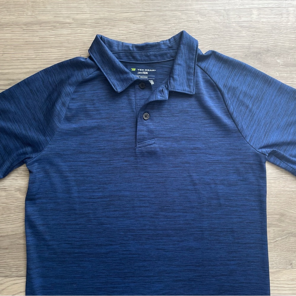 3/$30 | Tek Gear Dry Tek | Navy Heather Performance Polo for Boys | M (10-12) - Picture 5 of 7